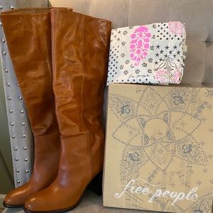 Brand new Free People tan knee high leather boots.